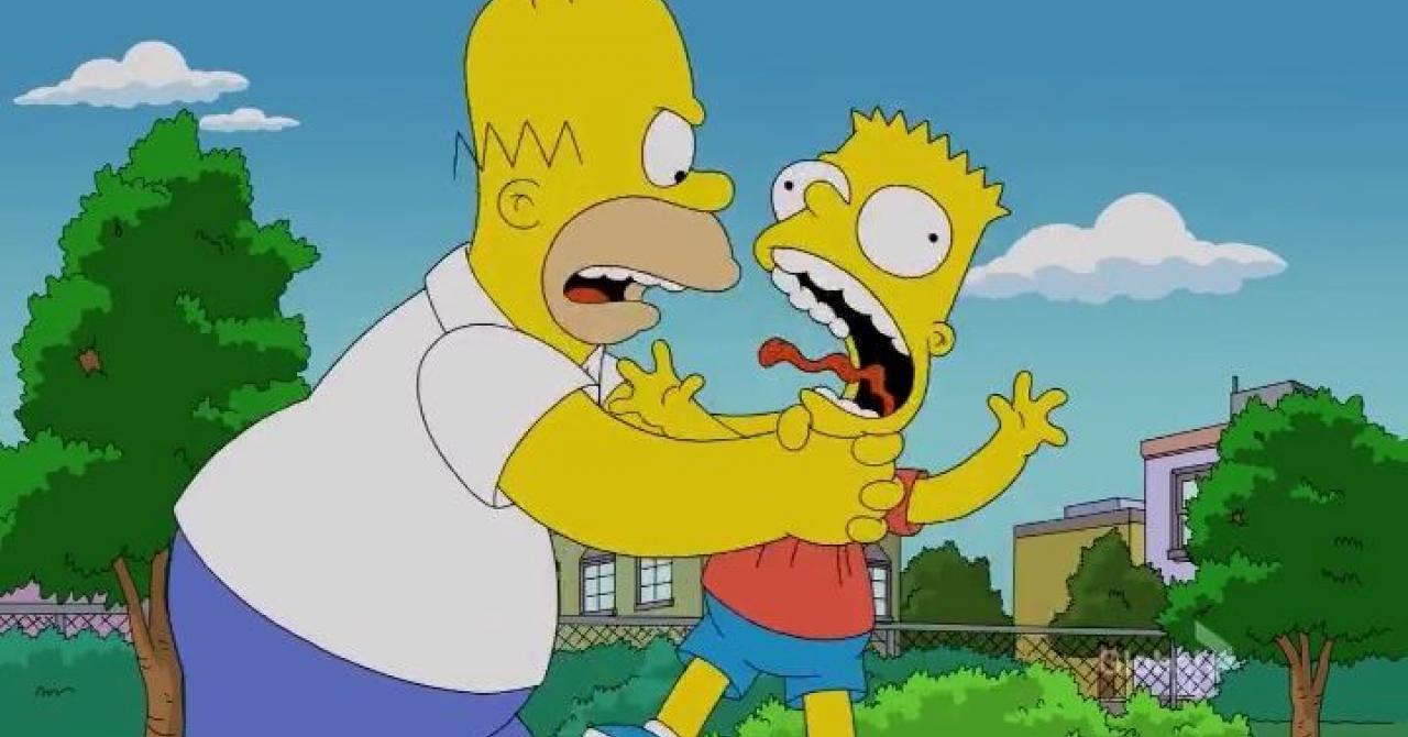 The Simpsons are strangling each other: of course Homer will continue to strangle Bart!