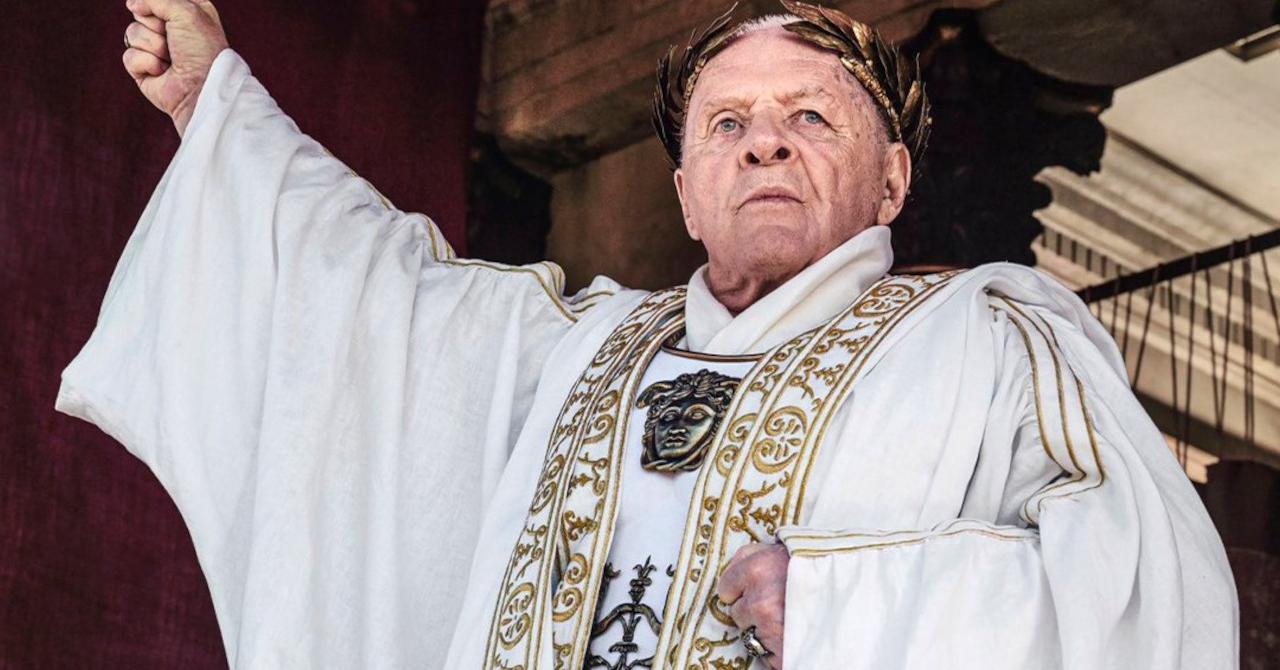Anthony Hopkins, Emperor of Rome in the photos from Roland Emmerich's peplum series